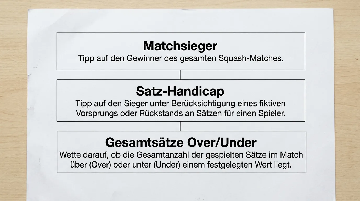 Squash-Wettmärkte Übersicht: Matchsieger, Satz-Handicap und Gesamtsätze bei PSA World Tour Events